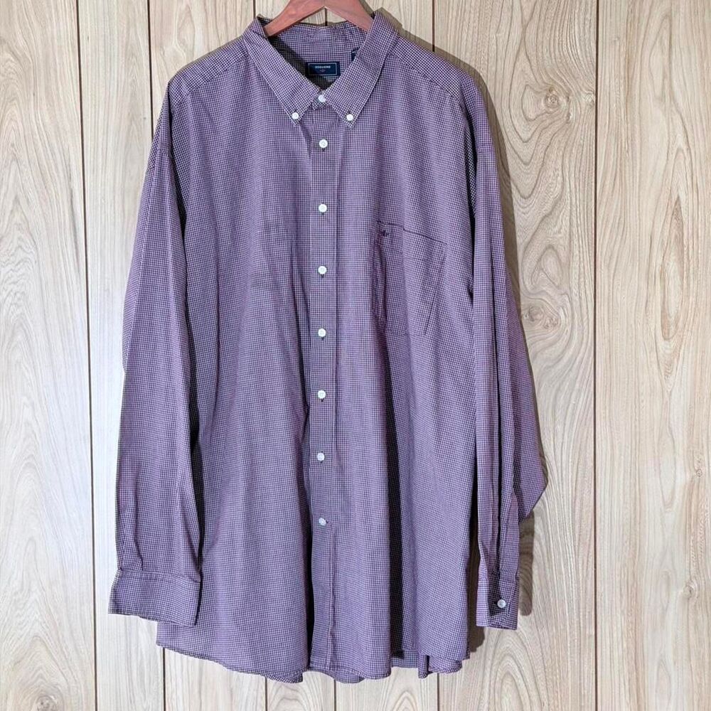 Dockers Burgundy Button Up Shirt Mens 4XLT Cotton READ
